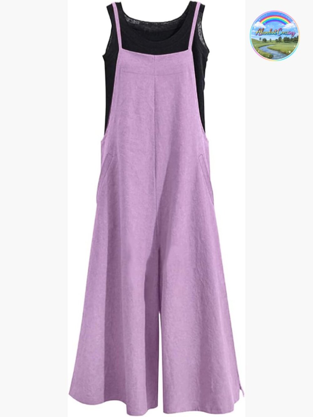 Cotton Wide Leg Jumpsuit Overalls with Pockets Sleeveless